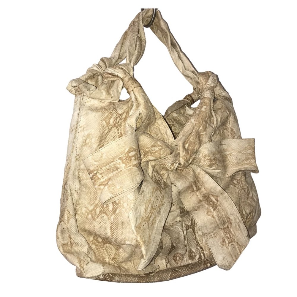 OVERSIZED SNAKE SKIN LEATHER HOBO PURSE